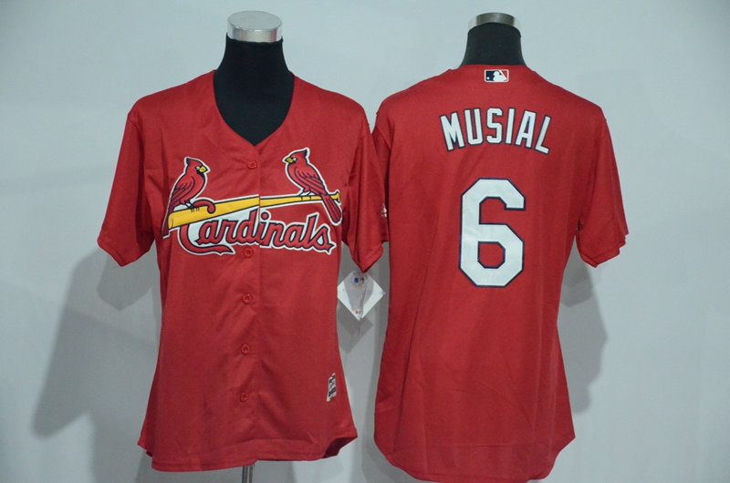 Womens 2017 MLB St. Louis Cardinals #6 Musial Red Jerseys